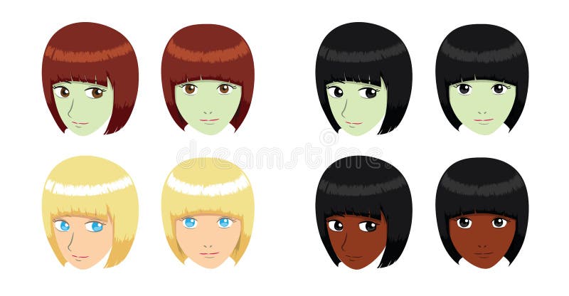 Ejemplo del vector de la muchacha del pelo del casco stock de ilustración Ejemplo del vector de la muchacha del pelo del casco stock de ilustración