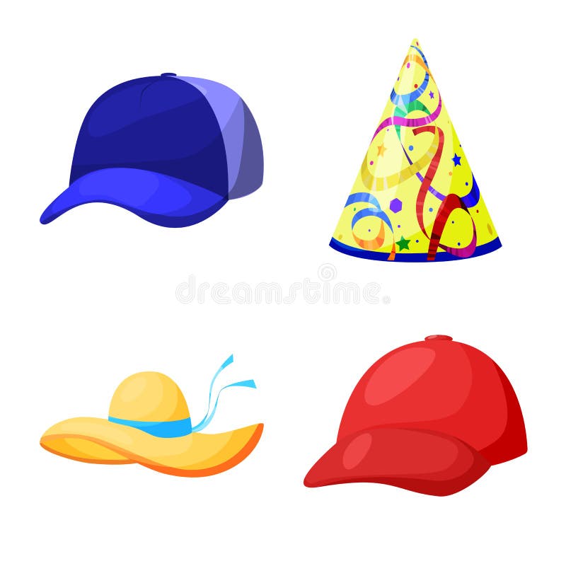 Ejemplo del vector de la muestra del sombrero y del napper Fije del s? mbolo com? n del sombrero y del casco para la web libre illustration