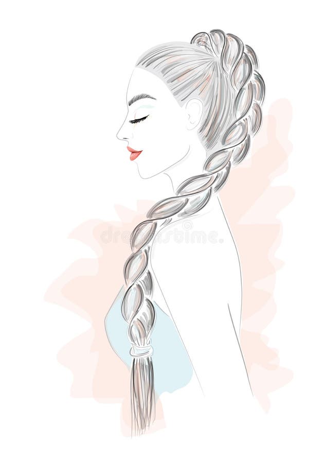 Ejemplo del vector de la mujer hermosa con el pelo largo stock de ilustración Ejemplo del vector de la mujer hermosa con el pelo largo stock de ilustración