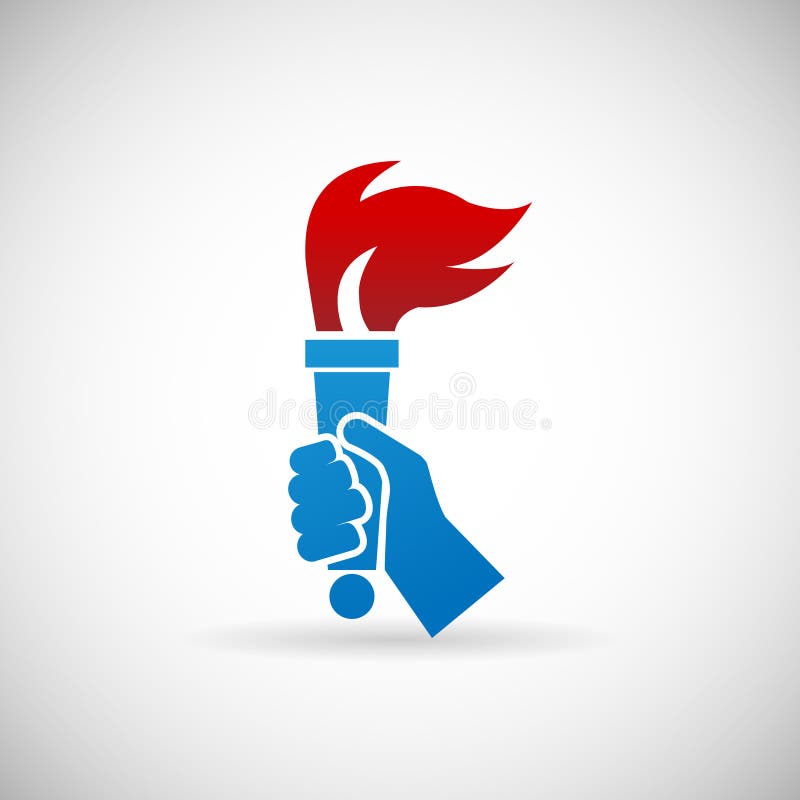 Ejemplo del vector de la plantilla del diseño del icono de la antorcha del fuego de Victory Flame Symbol Hand Hold