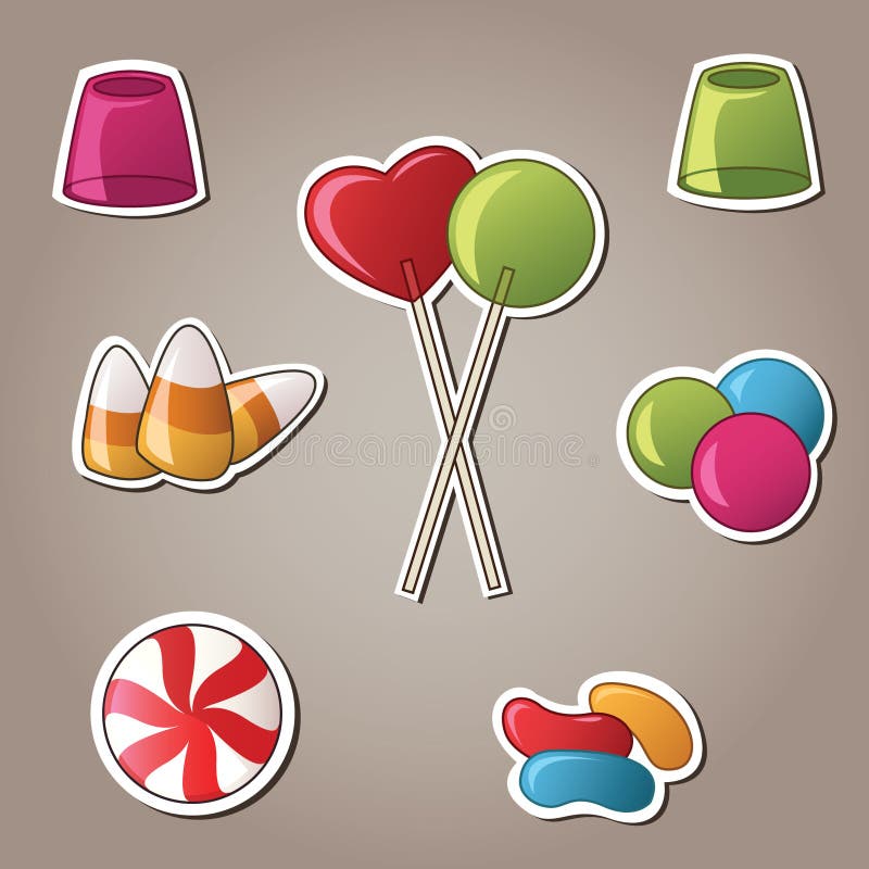 Ejemplo del vector de las etiquetas engomadas del caramelo ilustración del vector Ejemplo del vector de las etiquetas engomadas del caramelo ilustración del vector