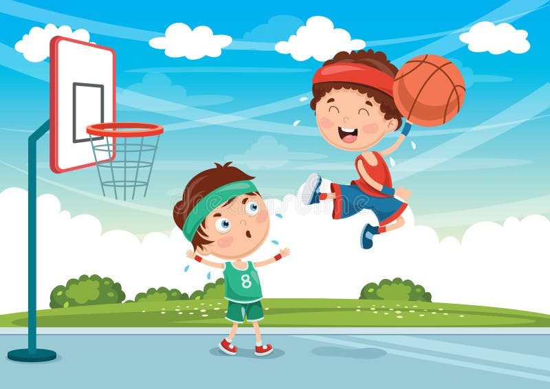 Ejemplo Del Vector De Los Niños Que Juegan A Baloncesto Ilustración Del Vector Ilustración De