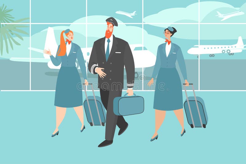 Ejemplo del vector de un equipo del aeroplano en el aeropuerto libre illustration Ejemplo del vector de un equipo del aeroplano en el aeropuerto libre illustration
