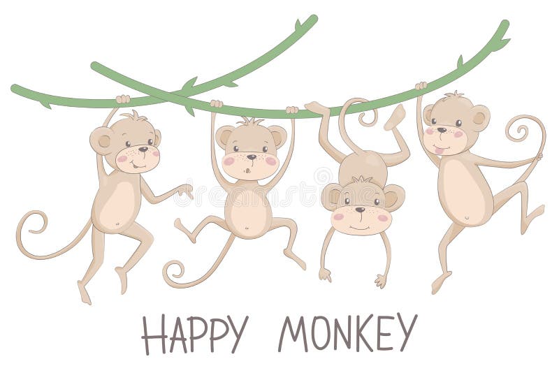 Ejemplo del vector de un mono y de un chimpancé felices ilustración del vector Ejemplo del vector de un mono y de un chimpancé felices ilustración del vector