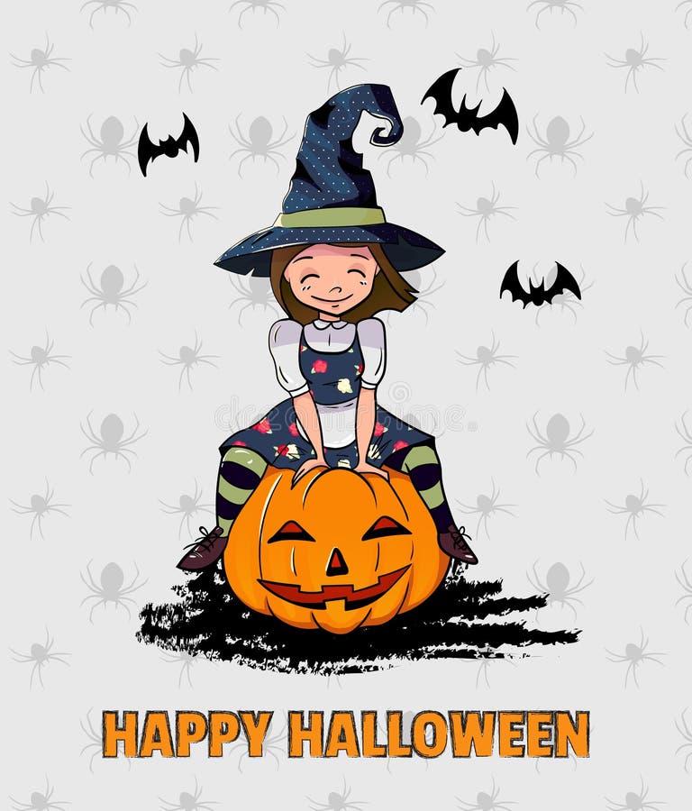 Ejemplo del vector de una bruja de Halloween stock de ilustración Ejemplo del vector de una bruja de Halloween stock de ilustración