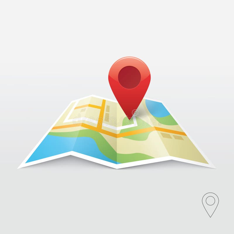 Ejemplo del vector del mapa de camino, localizador de la navegación GPS, nuevo perno del mapa itinerario