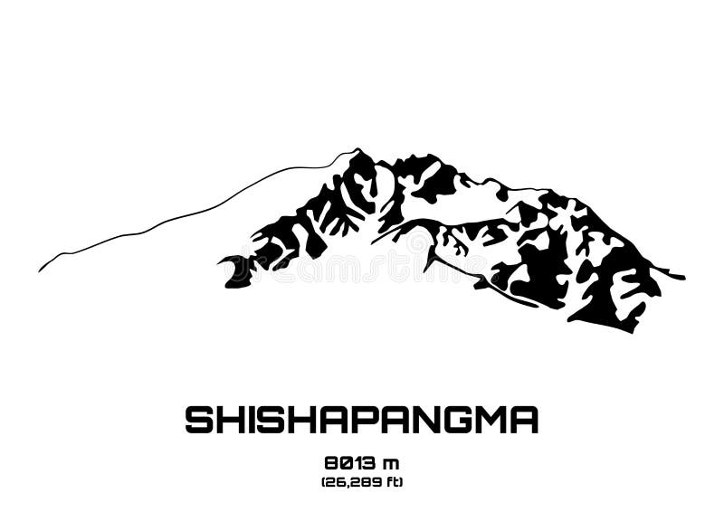 Ejemplo del vector del esquema del Mt Shishapangma ilustración del vector Ejemplo del vector del esquema del Mt Shishapangma ilustración del vector