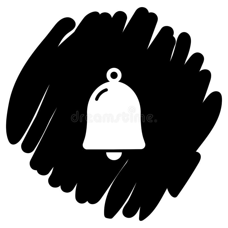 Ejemplo del vector del icono de Bell en fondo negro stock de ilustración Ejemplo del vector del icono de Bell en fondo negro stock de ilustración