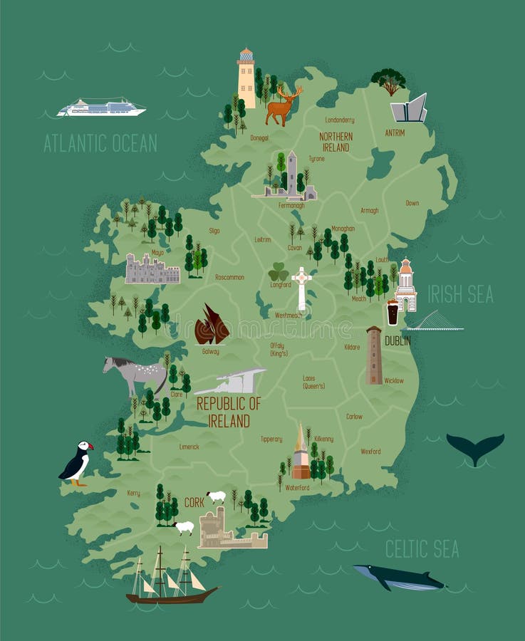 Ejemplo del vector del mapa de Irlanda libre illustration Ejemplo del vector del mapa de Irlanda libre illustration