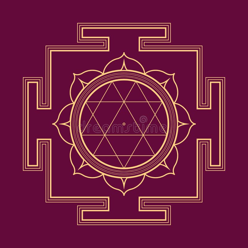 Ejemplo del yantra de Durga del esquema de Monocrome stock de ilustración Ejemplo del yantra de Durga del esquema de Monocrome stock de ilustración