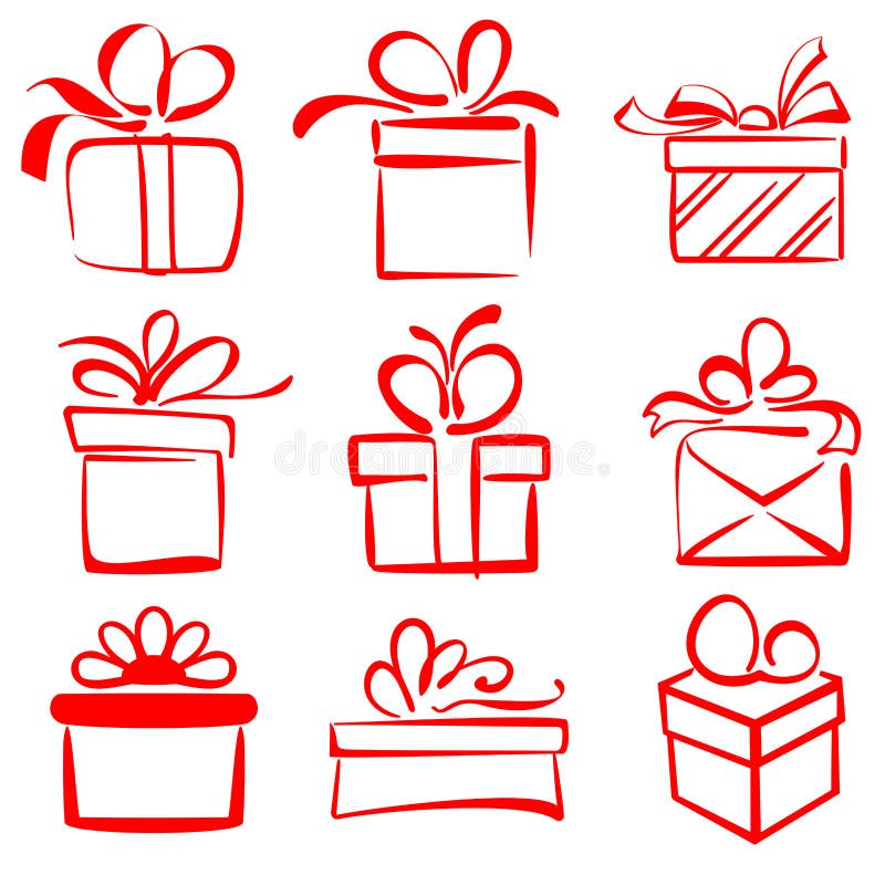Ejemplo determinado del vector del bosquejo del icono de las cajas de regalo