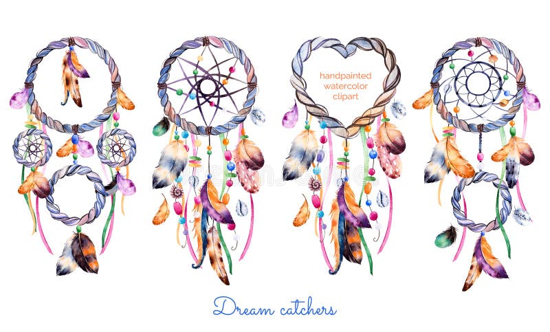 Ejemplo dibujado mano de 4 dreamcatchers ilustración del vector Ejemplo dibujado mano de 4 dreamcatchers ilustración del vector