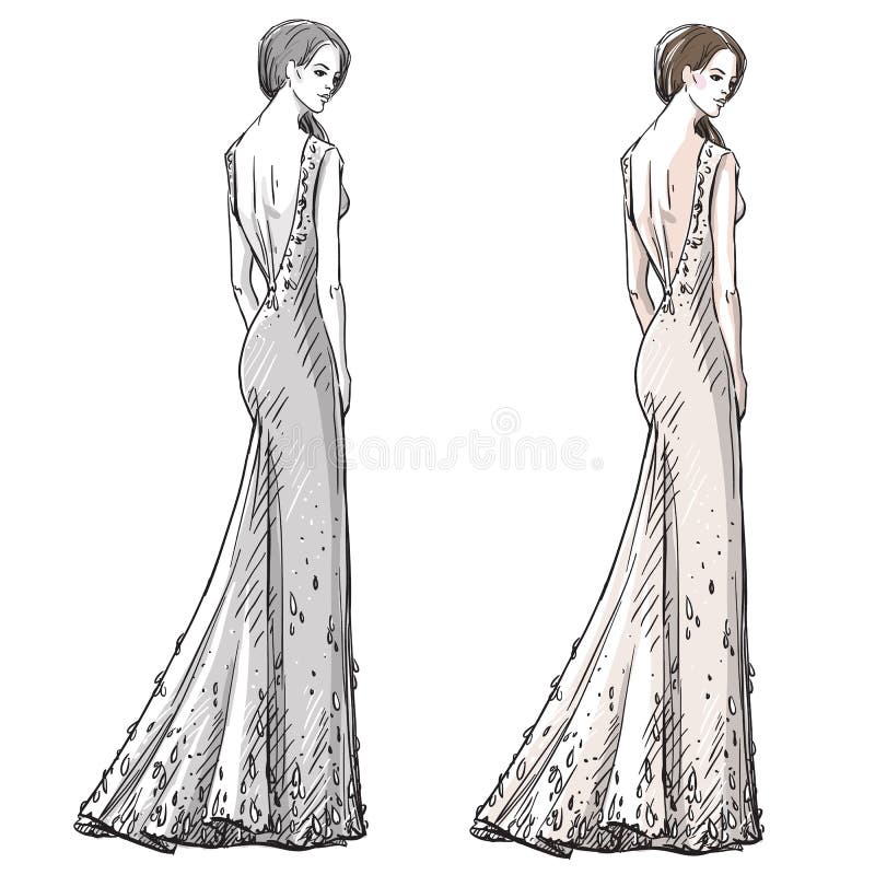 Ejemplo dibujado mano de la moda Alineada larga ilustración del vector Ejemplo dibujado mano de la moda Alineada larga ilustración del vector