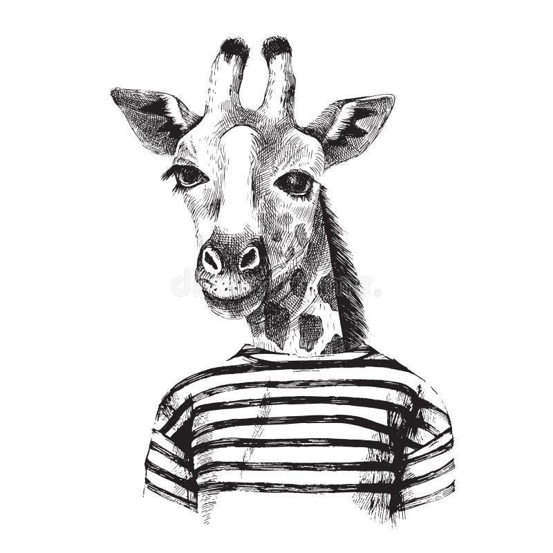 Ejemplo dibujado mano del inconformista de la jirafa ilustración del vector Ejemplo dibujado mano del inconformista de la jirafa ilustración del vector
