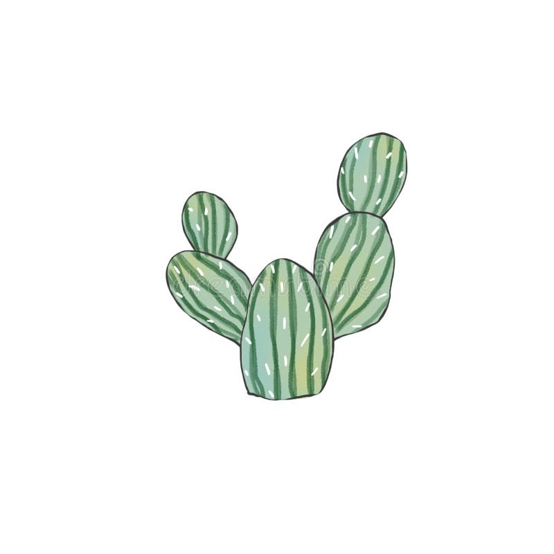 Ejemplo digtal del clip art del cactus en el fondo blanco stock de ilustración Ejemplo digtal del clip art del cactus en el fondo blanco stock de ilustración