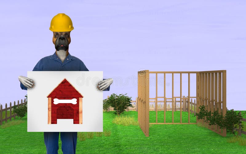 Ejemplo divertido de las mejoras para el hogar de la caseta de perro ilustración del vector Ejemplo divertido de las mejoras para el hogar de la caseta de perro ilustración del vector