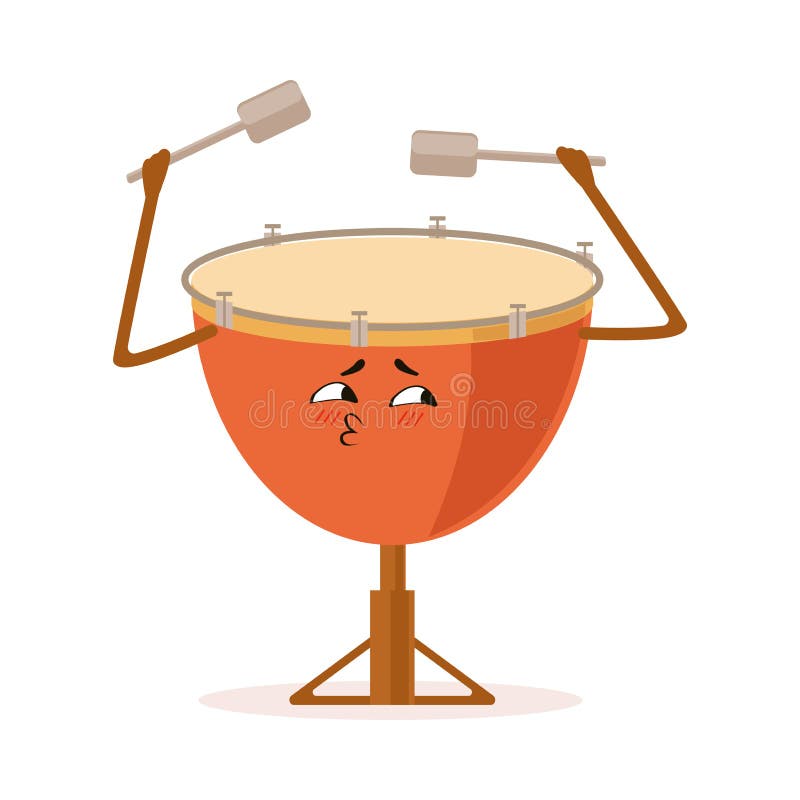  Ejemplo Divertido Del Vector Del Personaje De Dibujos Animados Del Instrumento Musical De La Percusión Del Tambor Ilustración del Vector