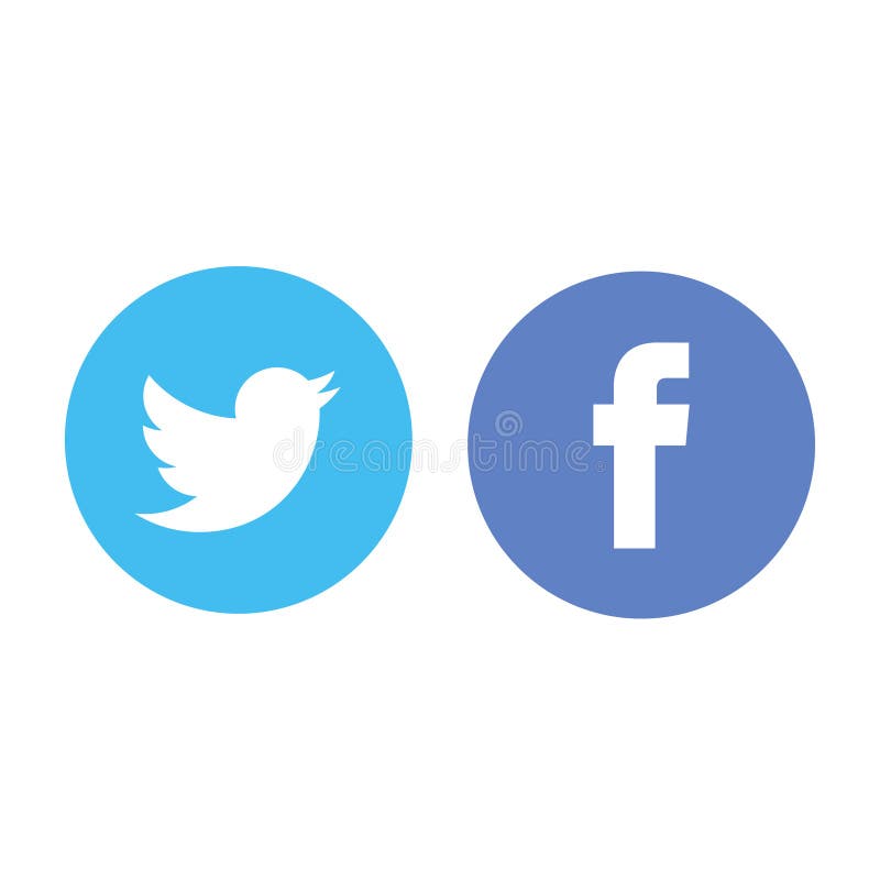 Ejemplo editorial del logotipo de Facebook y de Twitter
