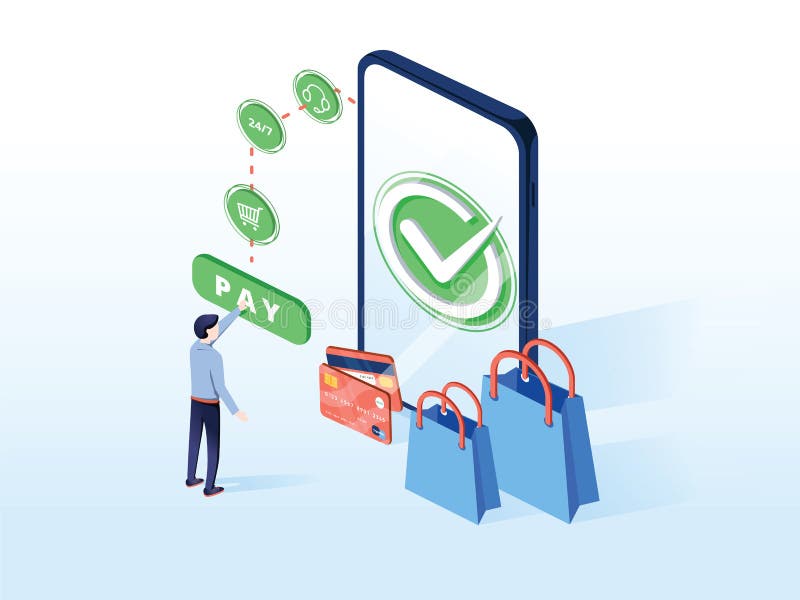 Concepto En Línea De Las Compras Con Los Caracteres Tienda ...