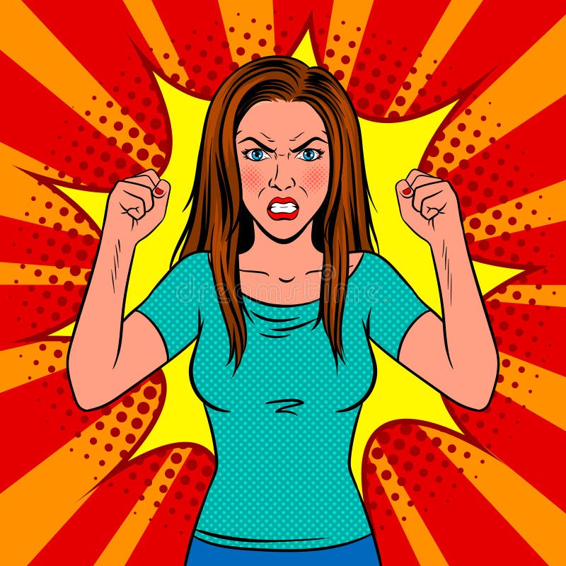 Ejemplo enojado del vector del arte pop de la mujer libre illustration Ejemplo enojado del vector del arte pop de la mujer libre illustration