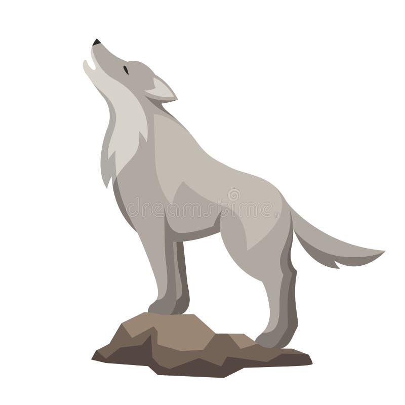 Ejemplo estilizado del lobo Animal del bosque del arbolado en el fondo blanco ilustración del vector Ejemplo estilizado del lobo Animal del bosque del arbolado en el fondo blanco ilustración del vector