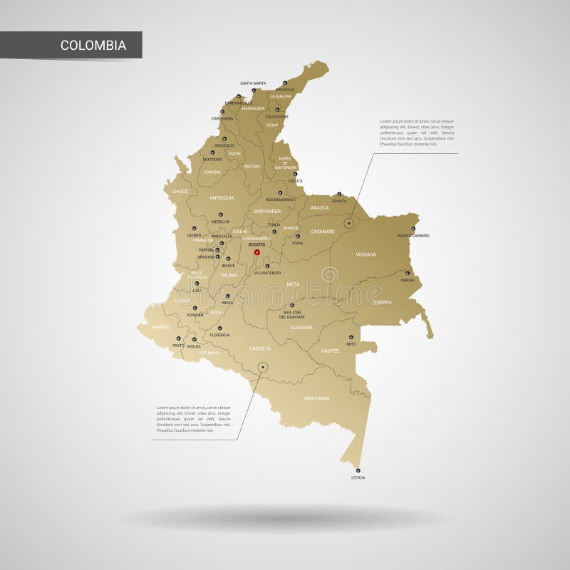 Ejemplo Estilizado Del Vector Del Mapa De Colombia Ilustración Del