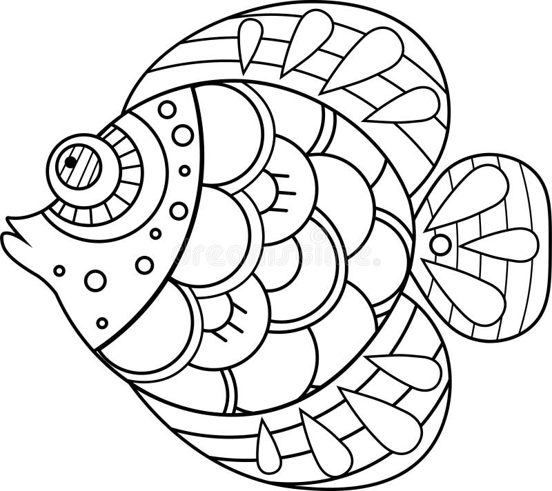 Ejemplo exhausto de los pescados de la mano decorativa del garabato Dibujo del pez de colores stock de ilustración Ejemplo exhausto de los pescados de la mano decorativa del garabato Dibujo del pez de colores stock de ilustración
