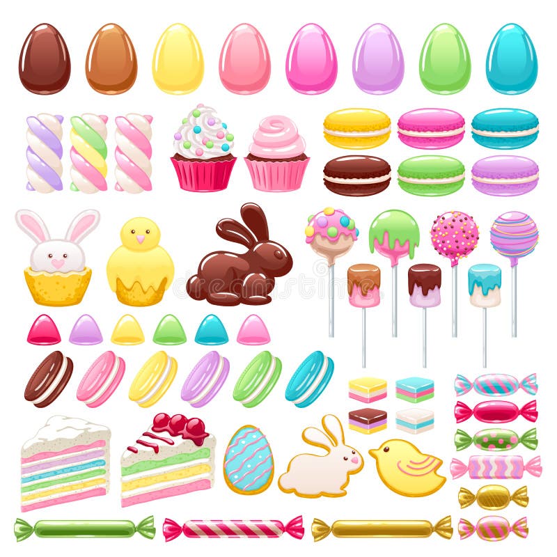 Ejemplo fijado iconos coloridos del vector de pascua stock de ilustración