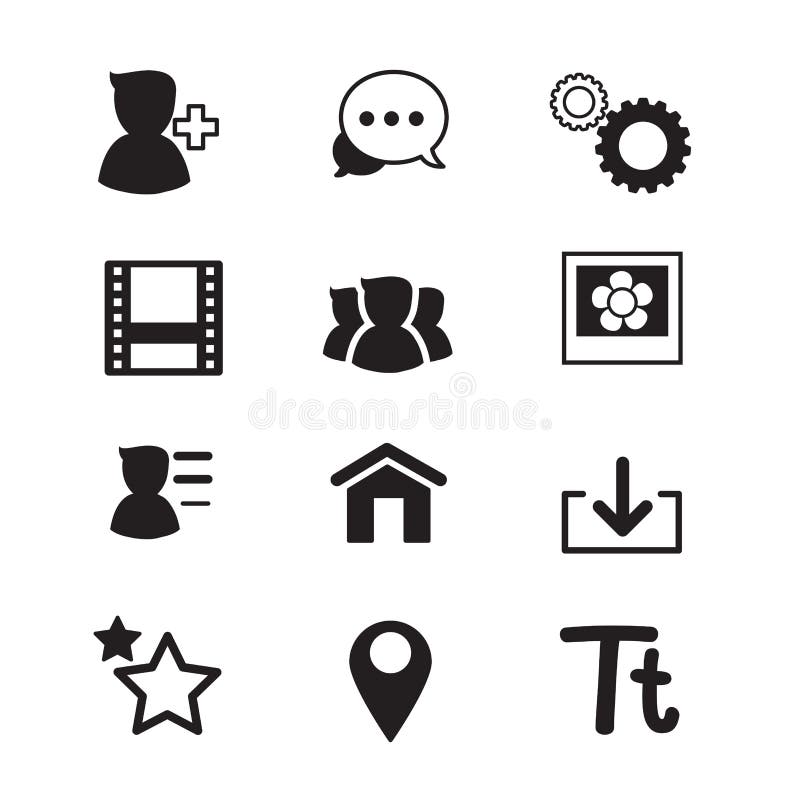 Ejemplo fijado iconos sociales del vector de la red ilustración del vector Ejemplo fijado iconos sociales del vector de la red ilustración del vector
