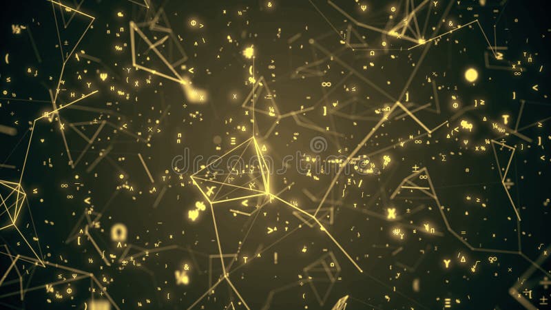 Ejemplo futurista de Digitaces con matemáticas, símbolos de la física y rejilla de la red de malla stock de ilustración Ejemplo futurista de Digitaces con matemáticas, símbolos de la física y rejilla de la red de malla stock de ilustración
