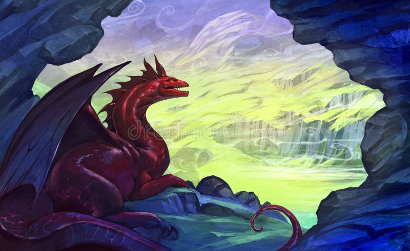 Cueva del dragón stock de ilustración. Ilustración de pecho - 20599661