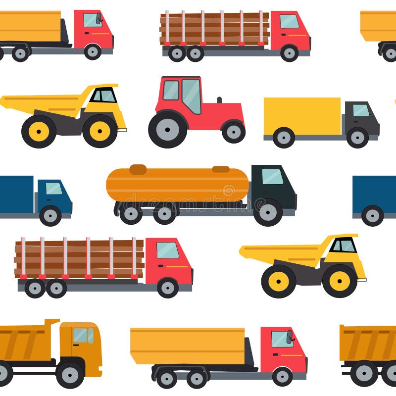 Ejemplo inconsútil del vector del fondo del modelo de los coches del camión stock de ilustración Ejemplo inconsútil del vector del fondo del modelo de los coches del camión stock de ilustración