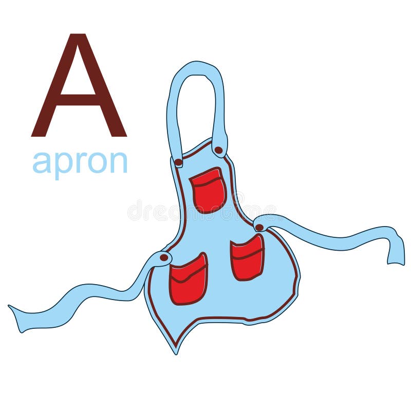 Ejemplo infantil del vector de un delantal para el vocabulario inglés stock de ilustración Ejemplo infantil del vector de un delantal para el vocabulario inglés stock de ilustración