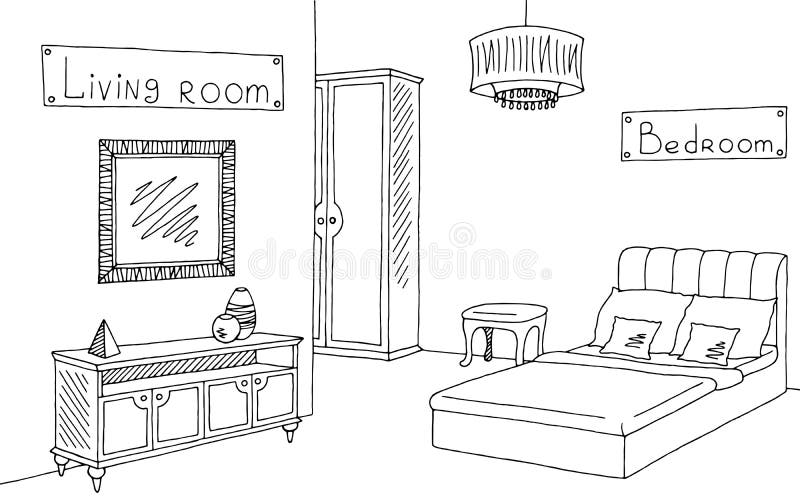 Ejemplo interior blanco negro gráfico del bosquejo de la tienda de la tienda de muebles libre illustration Ejemplo interior blanco negro gráfico del bosquejo de la tienda de la tienda de muebles libre illustration