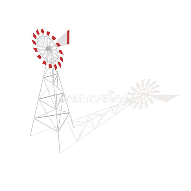 Ejemplo isométrico del vector 3d del molino de viento de la granja libre illustration Ejemplo isométrico del vector 3d del molino de viento de la granja libre illustration