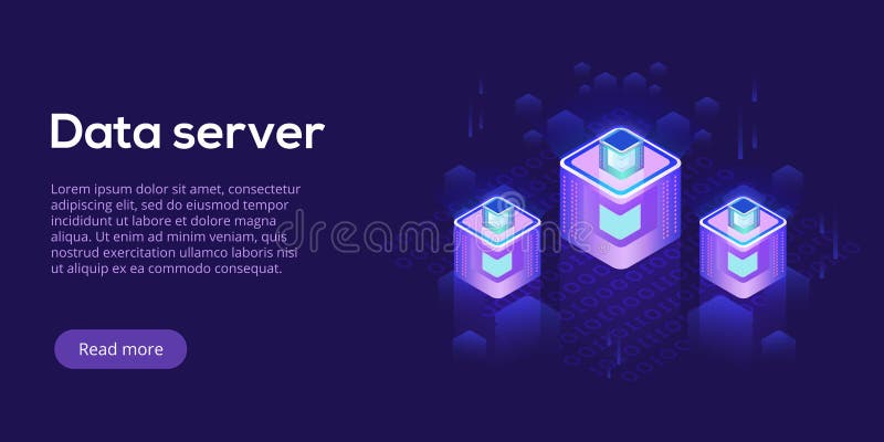 Ejemplo isométrico del vector de Datacenter 3d abstracto que recibe el SE stock de ilustración