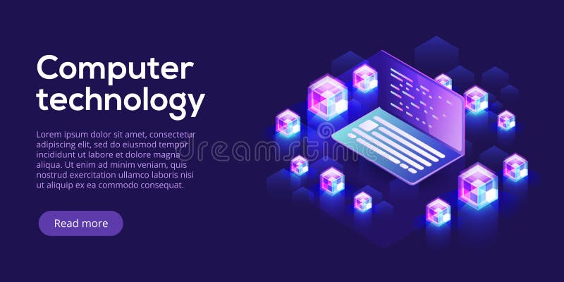 Ejemplo isométrico del vector de Datacenter 3d abstracto que recibe el SE stock de ilustración