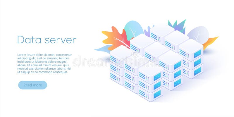 Ejemplo isométrico del vector de Datacenter 3d abstracto que recibe el SE ilustración del vector