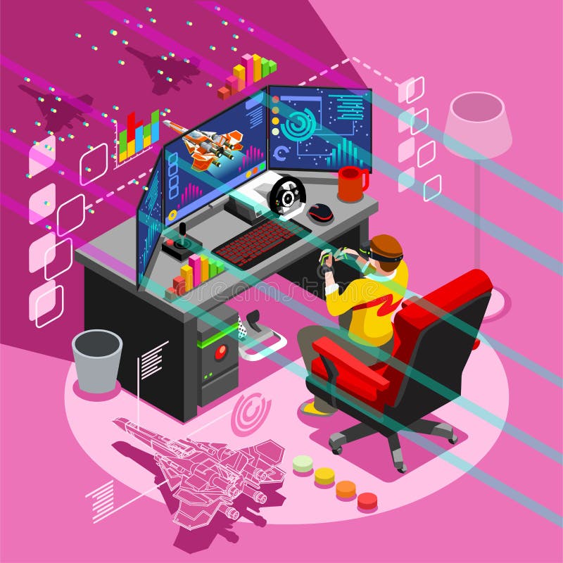 Ejemplo isométrico del vector de la gente del icono del videojuego de Android libre illustration Ejemplo isométrico del vector de la gente del icono del videojuego de Android libre illustration