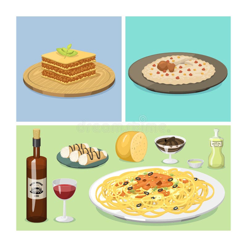 Ejemplo italiano tradicional fresco de cocinar hecho en casa delicioso del vector del almuerzo de la cocina de la comida de Itali libre illustration Ejemplo italiano tradicional fresco de cocinar hecho en casa delicioso del vector del almuerzo de la cocina de la comida de Itali libre illustration
