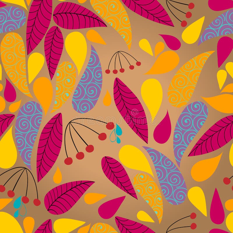 Ejemplo lindo inconsútil de las hojas de otoño ilustración del vector Ejemplo lindo inconsútil de las hojas de otoño ilustración del vector