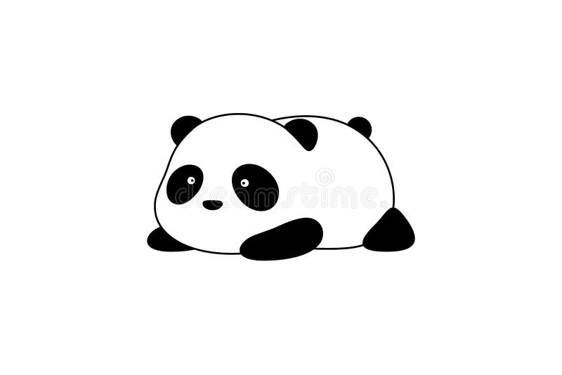 Vector Illustration / Logo Design - Cute baby funny fat cartoon giant panda bear lies on its stomach on the ground, smiling. Vector Illustration / Logo Design - Cute baby funny fat cartoon giant panda bear lies on its stomach on the ground, smiling.