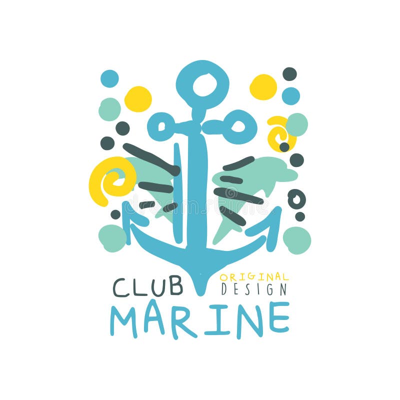 Ejemplo marino creativo azul y amarillo del tema con el ancla dibujada mano para el diseño original del logotipo del club del mar libre illustration Ejemplo marino creativo azul y amarillo del tema con el ancla dibujada mano para el diseño original del logotipo del club del mar libre illustration