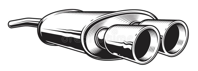 ejemplo monocromático del tubo de escape del coche