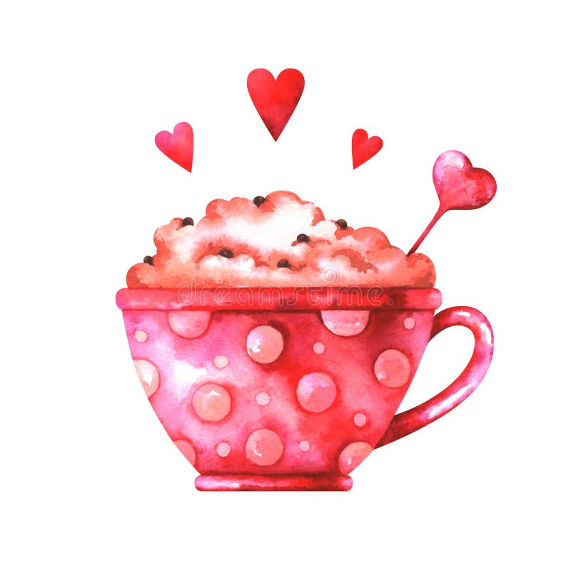 Ejemplo pintado a mano de la acuarela de la taza linda del capuchino stock de ilustración Ejemplo pintado a mano de la acuarela de la taza linda del capuchino stock de ilustración