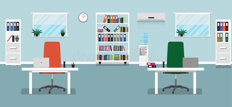 Ejemplo plano del concepto de la oficina Ilustración del vector stock de ilustración Ejemplo plano del concepto de la oficina Ilustración del vector stock de ilustración