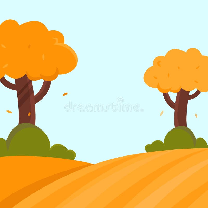 Ejemplo plano del vector del paisaje del otoño con los árboles y arbustos y lugar para el texto stock de ilustración Ejemplo plano del vector del paisaje del otoño con los árboles y arbustos y lugar para el texto stock de ilustración