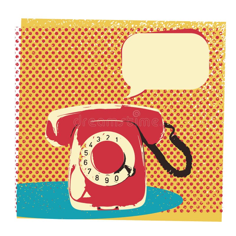 Ejemplo retro del teléfono con la burbuja para el texto libre illustration