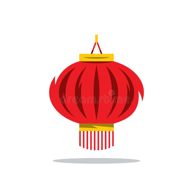 Ejemplo rojo chino de la historieta de la linterna del vector ilustración del vector Ejemplo rojo chino de la historieta de la linterna del vector ilustración del vector