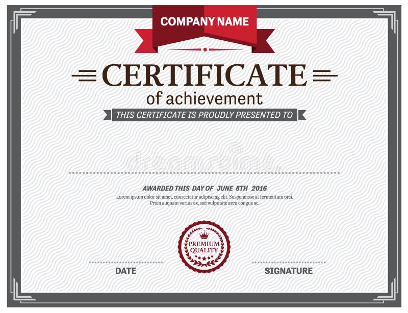 Ejemplo rojo del vector de la plantilla del diploma del certificado de la cinta ilustración del vector Ejemplo rojo del vector de la plantilla del diploma del certificado de la cinta ilustración del vector